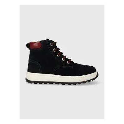 Dětské semišové polobotky Pom Dapi FLOW BOOTS tmavomodrá barva 86605152