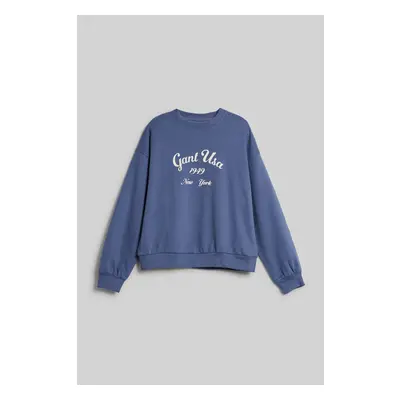 MIKINA GANT OVERSIZED SCRIPT LOGO C-NECK WASHED BLUE 89383092