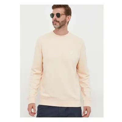 Boss Orange Bavlněná mikina BOSS CASUAL pánská, béžová barva, s 88156138