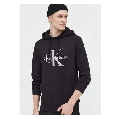 Bavlněná mikina Calvin Klein Jeans pánská, černá barva, s kapucí, s 84657699