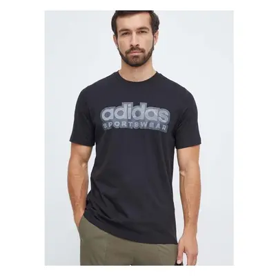 Bavlněné tričko adidas černá barva, s potiskem 86263187