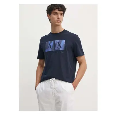 Bavlněné tričko Armani Exchange tmavomodrá barva, s potiskem, 6DZTHF 95060524