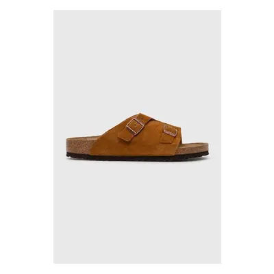 Semišové pantofle Birkenstock Zürich pánské, hnědá barva, 1023842 90598471