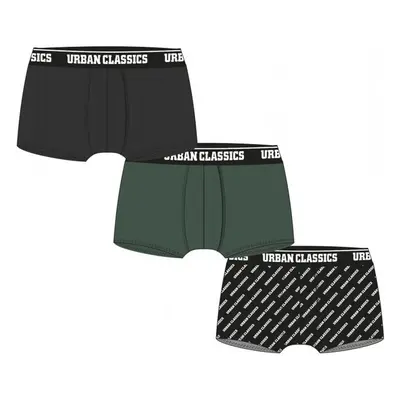 URBAN CLASSICS Boxer Shorts 3-Pack - darkgreen+black+branded aop 60180509