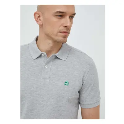 Bavlněné polo tričko United Colors of Benetton šedá barva 76611194