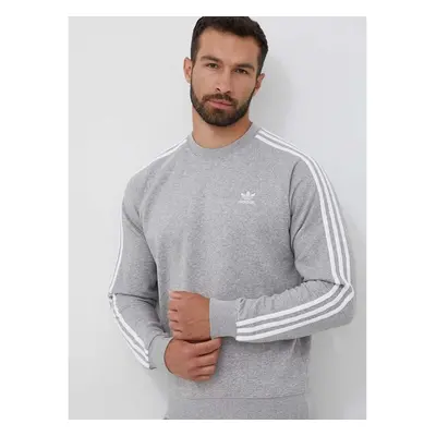 Mikina adidas Originals 3-Stripes pánská, šedá barva, melanžová, 83436044