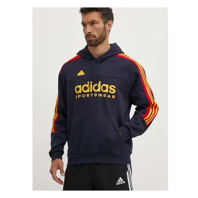 Mikina adidas Tiro pánská, tmavomodrá barva, s kapucí, s aplikací, 92915603