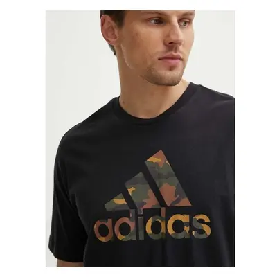 Bavlněné tričko adidas Camo černá barva, s potiskem, IW2671 95004544