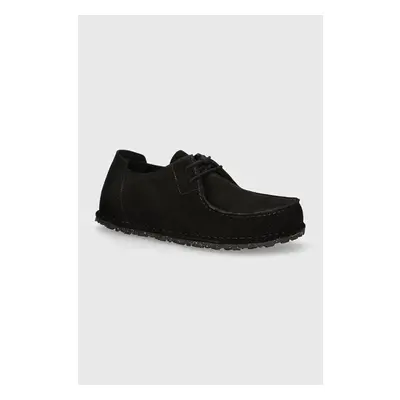 Semišové polobotky Birkenstock Utti Lace pánské, černá barva, 1028597 95676318