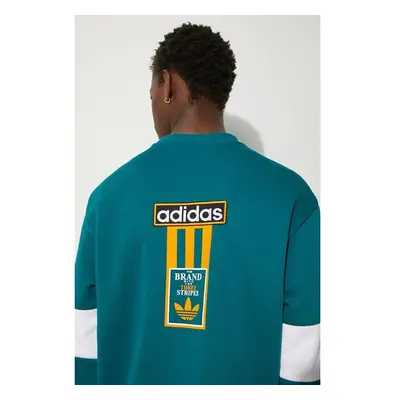 Mikina adidas Originals Adibreak Crew pánská, tyrkysová barva, 96020739