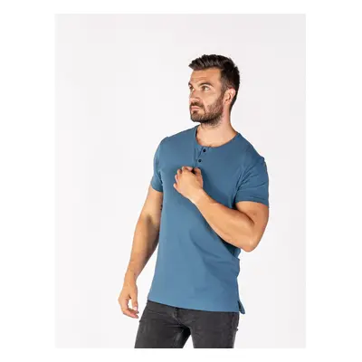 TallGuys Pánské rozstřižené tričko | knoflíček | Denim blue | VÝPRODEJ 88792729