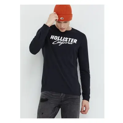 Bavlněné tričko s dlouhým rukávem Hollister Co. bílá barva, s potiskem 73854819