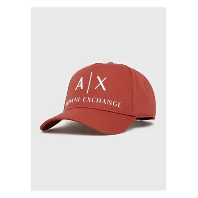 Bavlněná čepice Armani Exchange oranžová barva, s aplikací, 954039 83051764