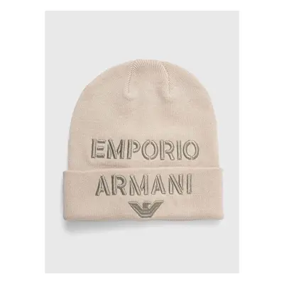 Dětská čepice s příměsí vlny Emporio Armani béžová barva 84651893