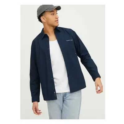 Bavlněná košile Tommy Jeans tmavomodrá barva, relaxed, s klasickým 89561852