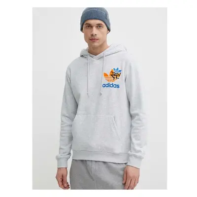 Bavlněná mikina adidas Originals pánská, šedá barva, s kapucí, s 90369601