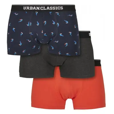 URBAN CLASSICS Boxer Shorts 3-Pack - bird aop+ boxer orange + cha 60180529