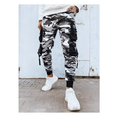 Dstreet Maskáčové bílé jogger s ozdobnými prvky 90927632