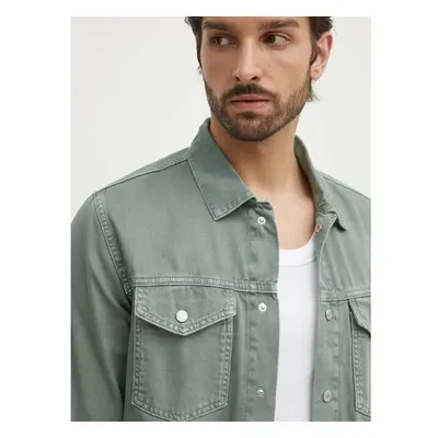 Džínová košile Pepe Jeans REGULAR OVERSHIRT pánská, zelená barva, 93038097