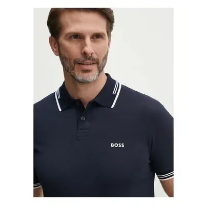 Polo tričko BOSS Green tmavomodrá barva, s potiskem, 50506193 94411009