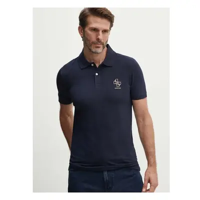 Polo tričko Guess NOLAN tmavomodrá barva, s aplikací, M4YP66 J1314 94527515