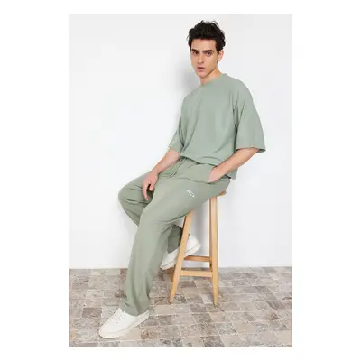 Trendyol Mint Oversize / Wide Cut Textured Wide Leg Sweatpants with 91290438