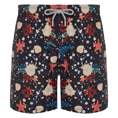 Trendyol Black Standard Size Starfish Patterned Beach Shorts 93802455