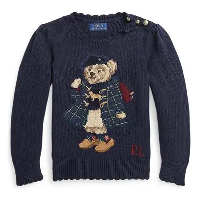 Dětský bavlněný svetr Polo Ralph Lauren černá barva, lehký 84541198