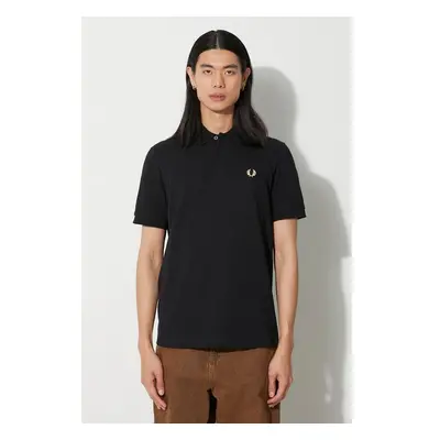 Bavlněné polo tričko Fred Perry černá barva, s aplikací, M3.157 86772515