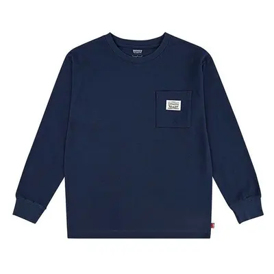 Dětská mikina Levis LONG SLEEVE POCKET TEE tmavomodrá barva, hladká, 96045236