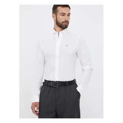 Košile Gant bílá barva, slim, s límečkem button-down 83206721