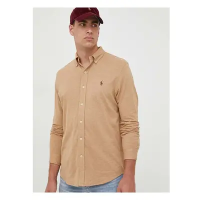 Košile Polo Ralph Lauren béžová barva, regular, s límečkem button-down 84263144