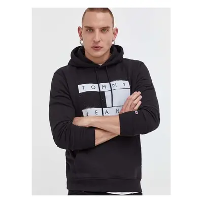 Mikina Tommy Jeans pánská, černá barva, s kapucí, s potiskem 85277126