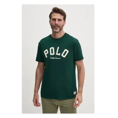 Bavlněné tričko Polo Ralph Lauren zelená barva, s aplikací, 710952043 96020802