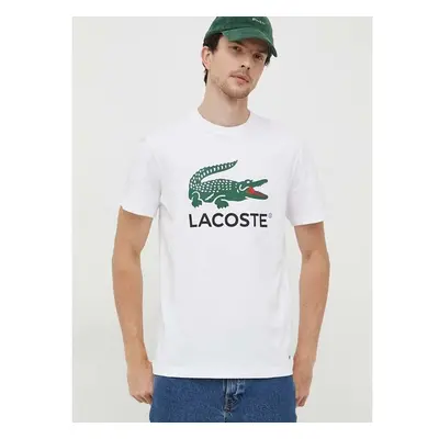 Bavlněné tričko Lacoste bílá barva, s potiskem 85344423