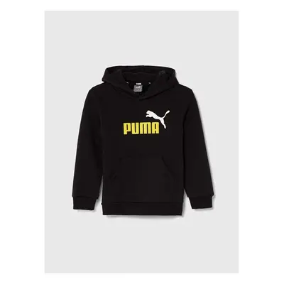 Dětská mikina Puma černá barva, s kapucí, s potiskem 91544409