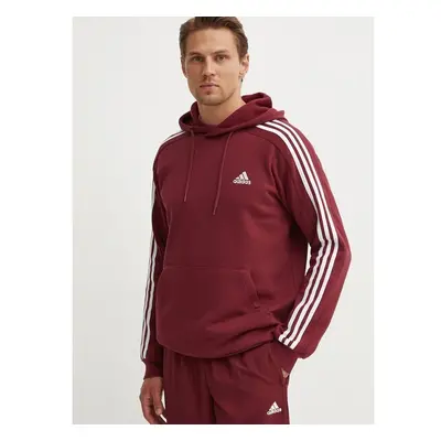 Mikina adidas Essentials pánská, vínová barva, s kapucí, s aplikací, 94358970