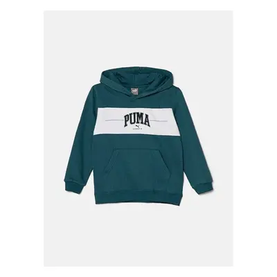 Dětská mikina Puma SQUAD Hoodie zelená barva, s kapucí, s potiskem, 95890812