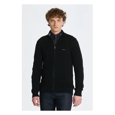 SVETR GANT COTTON PIQUE ZIP CARDIGAN BLACK 84605867