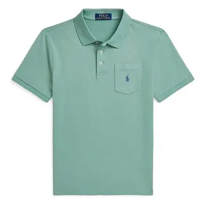 Dětská bavlněná polokošile Polo Ralph Lauren zelená barva, 93875160