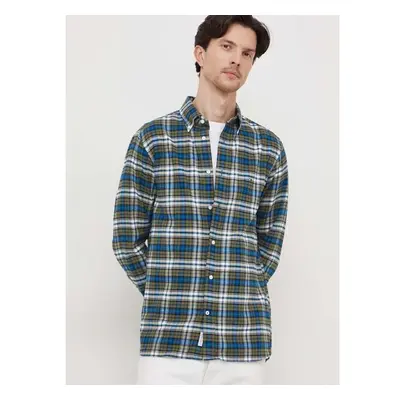 Košile Tommy Hilfiger zelená barva, regular, límečkem button-down 87422141