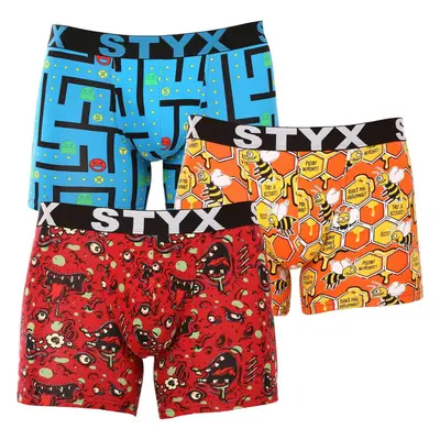 3PACK pánské boxerky Styx long art sportovní guma vícebarevné (3U12914 85279964