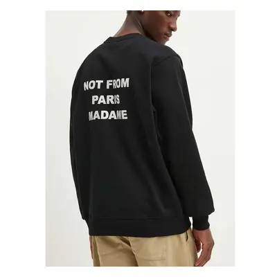 Bavlněná mikina Drôle de Monsieur Le Sweatshirt Slogan pánská, černá 95223617