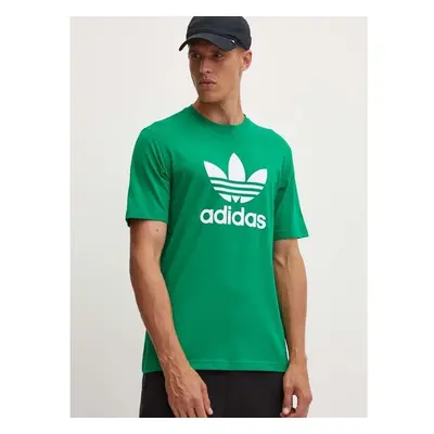 Bavlněné tričko adidas Originals zelená barva, s potiskem, IR8012 94828670