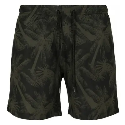 Pánské koupací šortky Urban Classics Pattern Swim Shorts - palm/olive 43844420