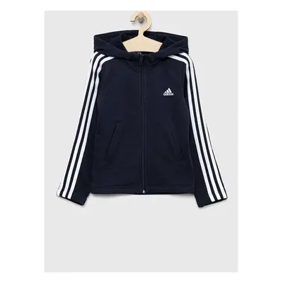 Dětská mikina adidas G 3S FZ tmavomodrá barva, s kapucí, s aplikací 76005487