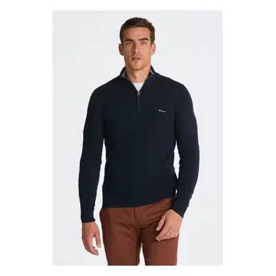 SVETR GANT COTTON PIQUE HALFZIP EVENING BLUE 84605866