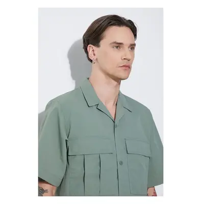 Košile Carhartt WIP S/S Evers Shirt pánská, zelená barva, relaxed, 95192783