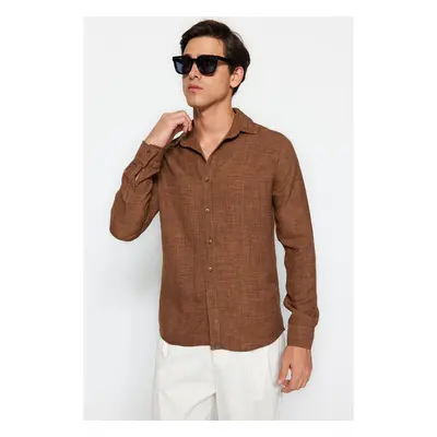 Trendyol Brown Slim Fit Linen Look Shirt 91256192