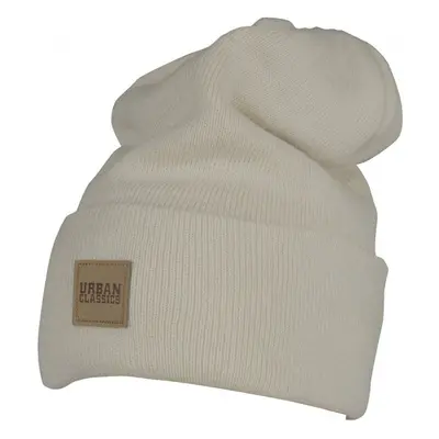 Čepice Urban Classics Leatherpatch Long Beanie - sand 76008514